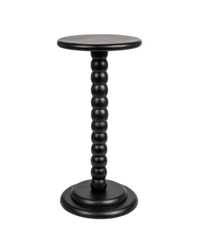 Storied Home 12" Wood Stacked Pedestal Cocktail Side Table In Black