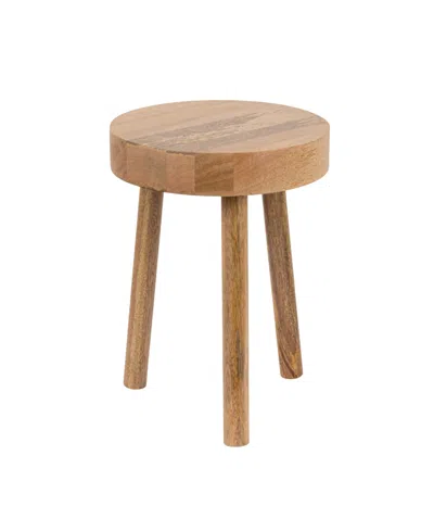 Storied Home 13" Mango Wood Round Stool In Brown