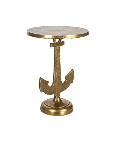 Storied Home 15" Metal Round Nautical Accent Table In Gold