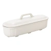 Storied Home 15.5 Inches Oval 2-quart Debossed Stoneware Baking Dish With Lid In White
