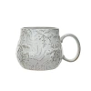 Storied Home 16 Oz. Embossed Stoneware Mug With Snowflakes And Reactive Glaze, White In White