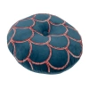 Storied Home 18 Inches Round Cotton Pillow With Tufted Scallop Pattern In Blue
