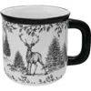 Storied Home 18-ounce Ceramic Mug With Woodland Deer Scene And Colored Rim, Brown And Cream Color In Black