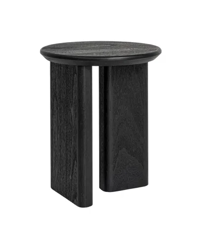 Storied Home 18" Wood Round End Table In Black