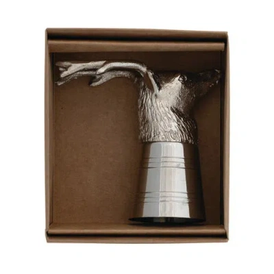 Storied Home 2-ounce Cast Aluminum And Stainless Steel Deer Head Shot Glass In Silver