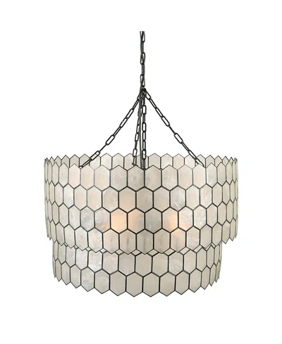 Storied Home 2-tier Capiz Honeycomb Chandelier White And Black