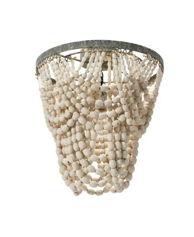 Storied Home 2-tier Draped Wood Bead Chandelier In White