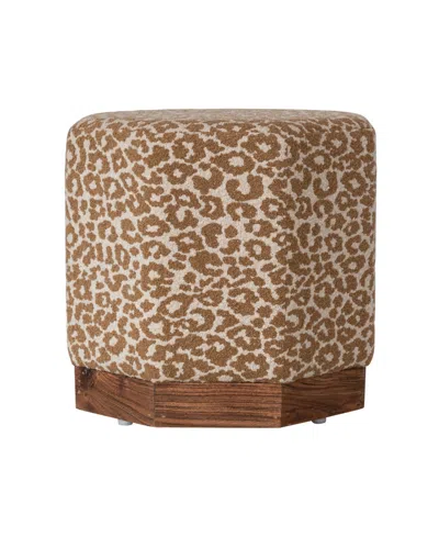 Storied Home 20" Cotton Upholstered Stool Ottoman In Brown