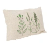 Storied Home 24 Inches Hand-embroidered Linen Blend Printed Lumbar Pillow With Botanicals, Kantha St In Neutral