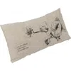Storied Home 24 Inches Linen Blend Printed Lumbar Pillow With Saying Text, Flowers, And Bird Designs In Brown