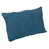 Storied Home 24 Inches Stonewashed Linen Lumbar Pillow In Blue