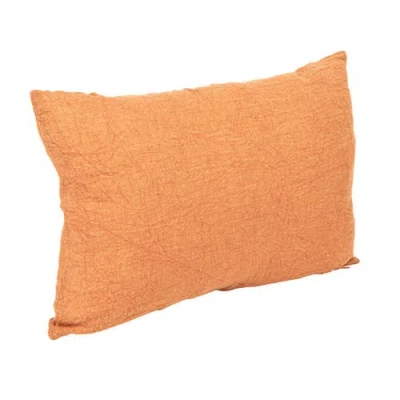 Storied Home 24 Inches Stonewashed Linen Lumbar Pillow In Orange
