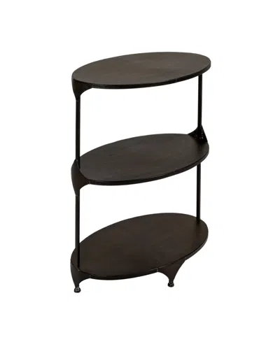 Storied Home 24" Metal Oval 3-tier Storage Shelf In Black