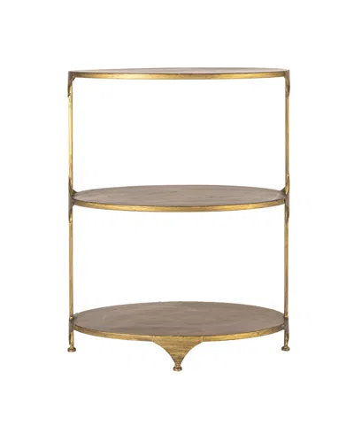 Storied Home 24" Metal Oval Shaped 3-tier Shelf In Gold