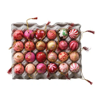 Storied Home 24-piece Hand-painted Paper Mache Ball Ornaments With Tassel In Multi