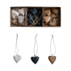 Storied Home 24-piece Mango Wood Heart Ornaments With Jute Hangers, Natural, Black And Whitewashed In Multi