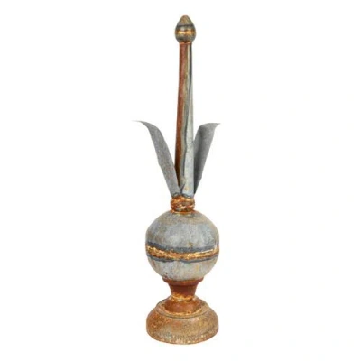 Storied Home 25 Inches Metal Finial Spindle Décor In Gray