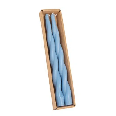 Storied Home 2-piece Unscented Elongated Twisted Taper Candles In Blue