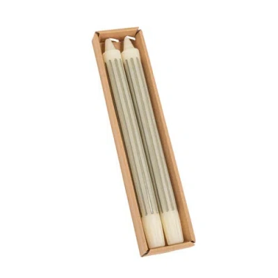 Storied Home 2-piece Unscented Vertical-striped Taper Candles In Neutral