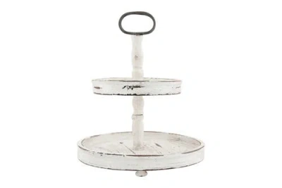 Storied Home 2-tier Tray With Handle In White