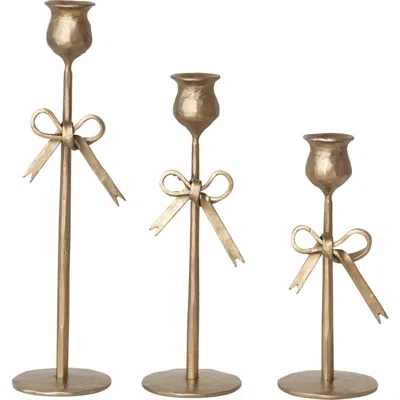 Storied Home 3-piece Bow Shaped Taper Candle Holders In Multi
