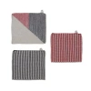 Storied Home 3-piece Cotton Knit Dish Cloths With Pattern, Red, White And Grey In Multi