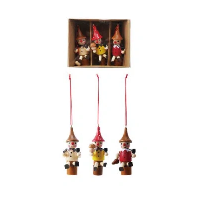 Storied Home 3-piece Wood Woodsman Ornaments, Multicolor