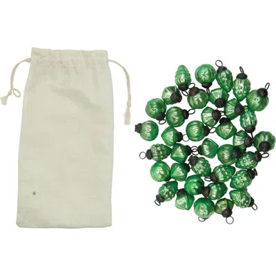 Storied Home 36-piece Embossed Mercury Glass Ornament Set, Green