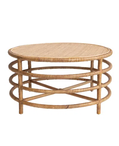 Storied Home 36" Rattan And Banana Round Coffee Table In Brown
