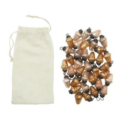 Storied Home 36-piece Mercury Glass Acorn Shaped Ornaments In Brown