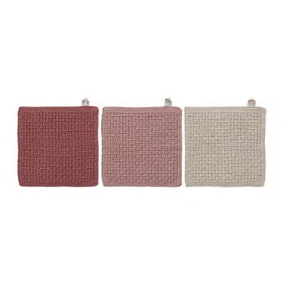 Storied Home 3-piece Cotton Knit Dish Cloths, Multicolor
