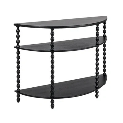 Storied Home 3-tier Curved Accent Table With Beveled Shelves And Doweled Legs In Black