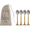 Storied Home 4-piece Coffee Spoons With Gold Finish Bow Handles, Stainless Steel And Brass In Gold