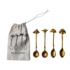 Storied Home 4-piece Spoons With Mushroom Handles In Gold