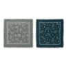 Storied Home 4-piece Square Linen Printed Napkins With Pine Bough Patterns And Frayed Edges, Teal, S In Blue