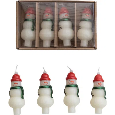 Storied Home 4-piece Unscented Snowman Shaped Bottle Taper Candles In White