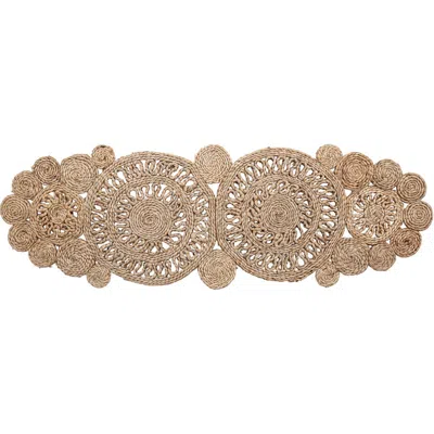 Storied Home 46" Handwoven Jute Table Runner With Lace-style Pattern In Brown