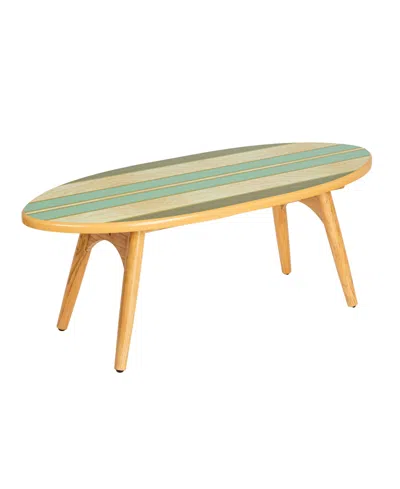 Storied Home 47" Wood Striped Surfboard Oval Coffee Table In Multi