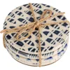 Storied Home 4-piece Round Coasters With Pattern In Blue