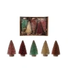 Storied Home 5-piece Sisal Bottle Brush Trees With Glitter And Wood Bases, Multicolor, In Multi