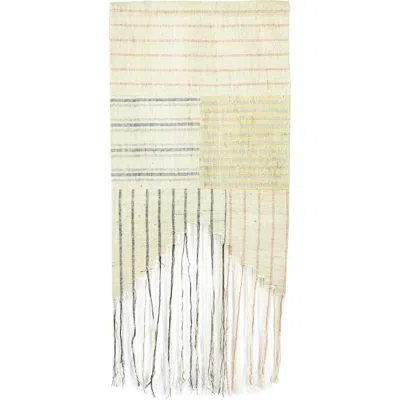 Storied Home 50"h Woven Cotton Striped Wall Hanging With Fringe In Green