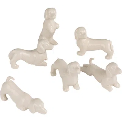 Storied Home 6-piece Stoneware Dogs Accent Decor, White