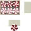 Storied Home 6-piece Stoneware Peppermint Candy Shaped Place Card/photo Holders With Paper Cards, Re In Red