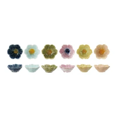 Storied Home 6-piece Flower Shaped Bowl In Green