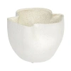 Storied Home 7.25 Inches Stoneware Ruffled Planter With Sand Finish And Reactive Glaze, Holds 4 Inch In White