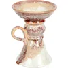 Storied Home 7.5 Inches Stoneware Pillar Holder With Handle And Reactive Glaze For 5 Inches Pillar In Brown