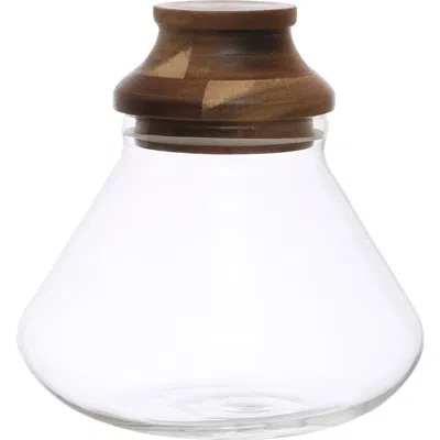 Storied Home 7.75 Inches Round 2.5-quart Glass Jar With Acacia Wood Lid For Kitchen In White