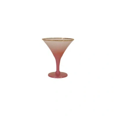 Storied Home 8-ounce Cocktail Glass With Gold Color Rim, Pink
