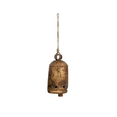 Storied Home 8.5" Metal Bell On Jute Rope In Metallic