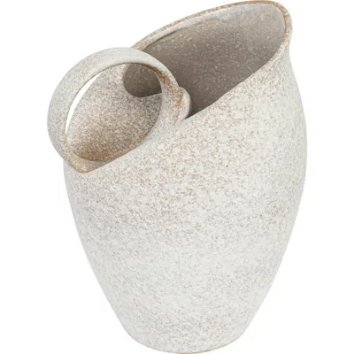 Storied Home 9 Inches 82-ounce Textured Stoneware Pitcher In White
